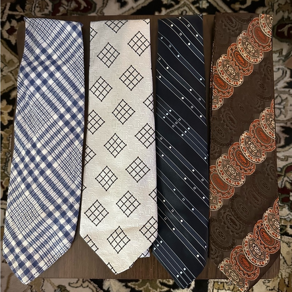 4 VINTAGE Men's Tie Set Bundle